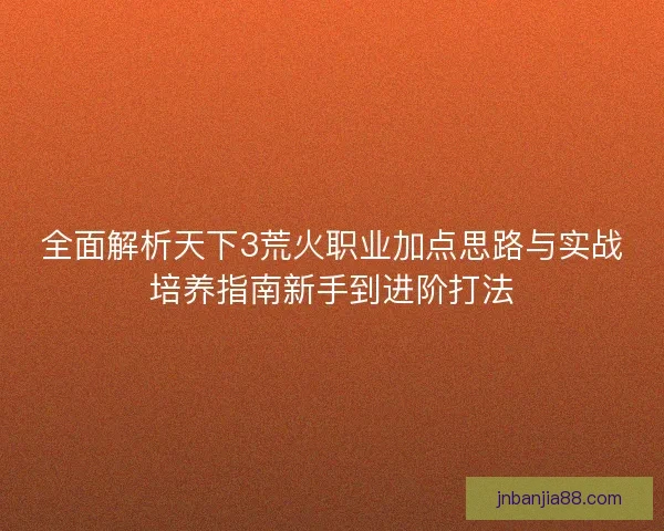 全面解析天下3荒火职业加点思路与实战培养指南新手到进阶打法